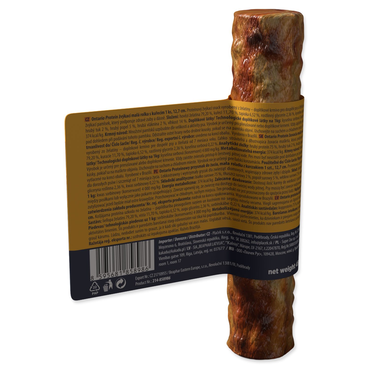 Pochoutka Ontario Protein žvýkací malá rolka s kuřecím 1ks 12,7cm-KS
