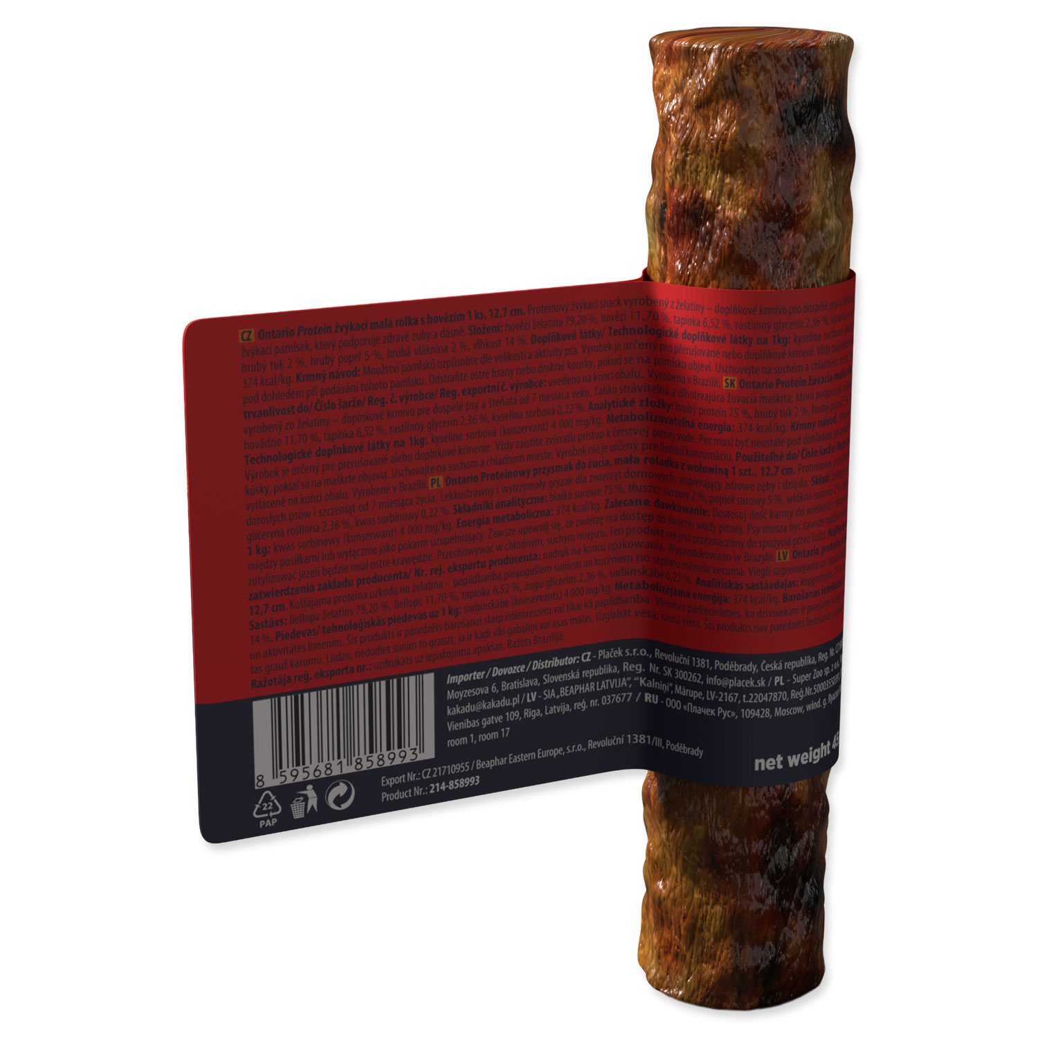 Pochoutka Ontario Protein žvýkací malá rolka s hovězím 1ks 12,7cm-KS