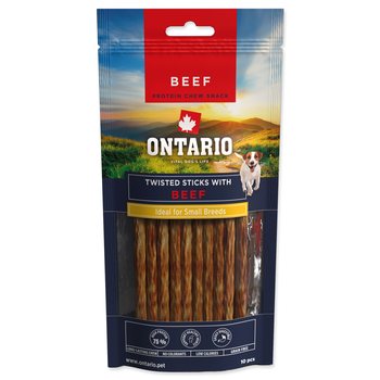 Pochoutka Ontario Protein žvýkací točené tyčinky s hovězím 10ks 12,7cm-KS