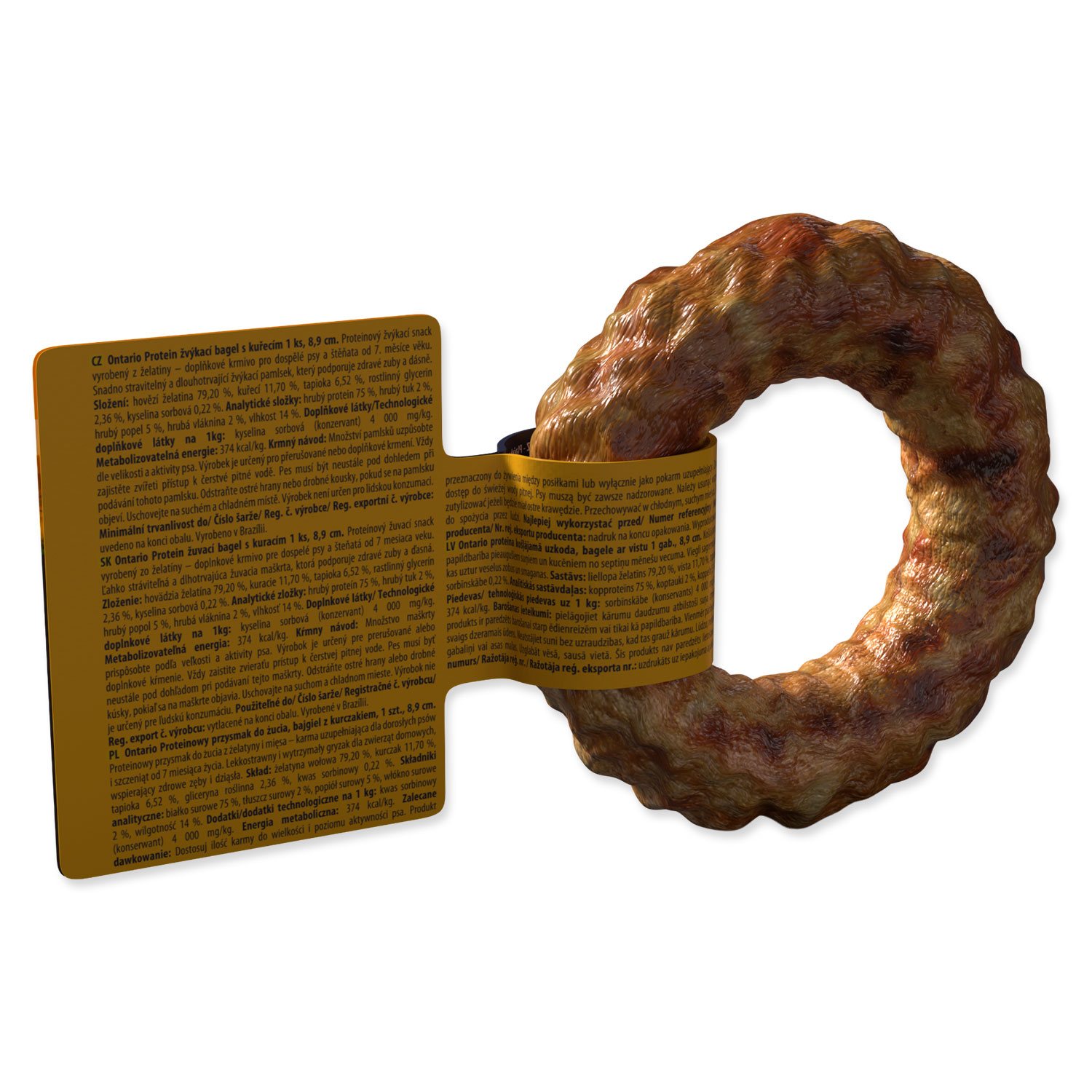 Pochoutka Ontario Protein žvýkací bagel s kuřecím 1ks 8,9cm-KS
