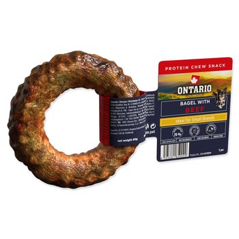 Pochoutka Ontario Protein žvýkací bagel s hovězím 1ks 8,9cm-KS