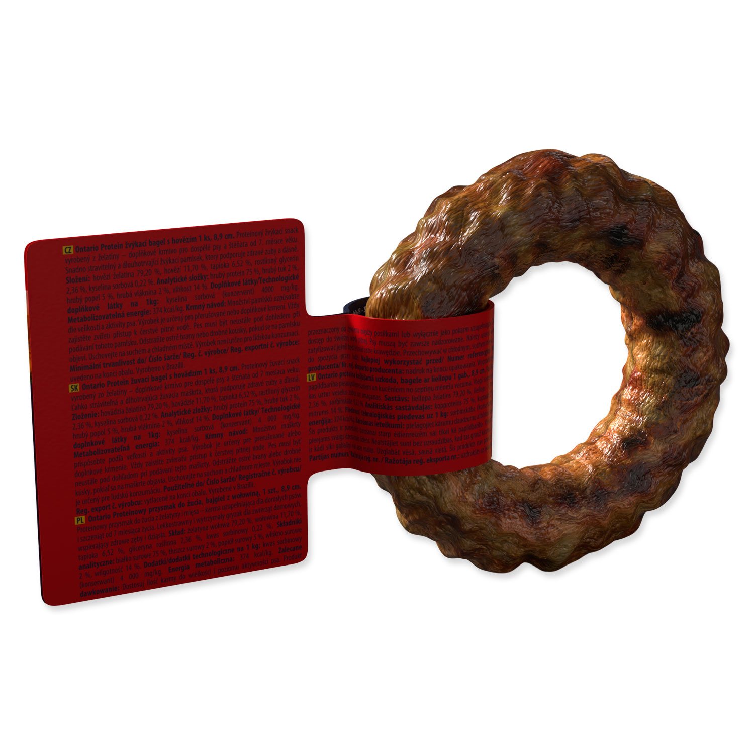 Pochoutka Ontario Protein žvýkací bagel s hovězím 1ks 8,9cm-KS