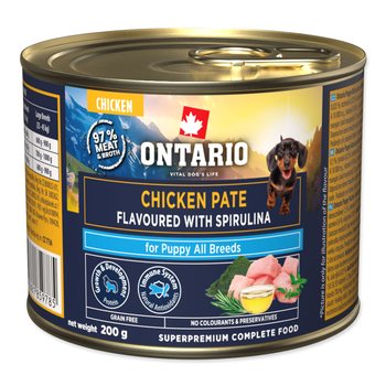 Konzerva Ontario Puppy kuřecí pate s příchutí spiruliny 200g-KS