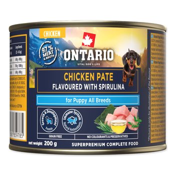 Konzerva Ontario Puppy kuřecí pate s příchutí spiruliny 200g-KS
