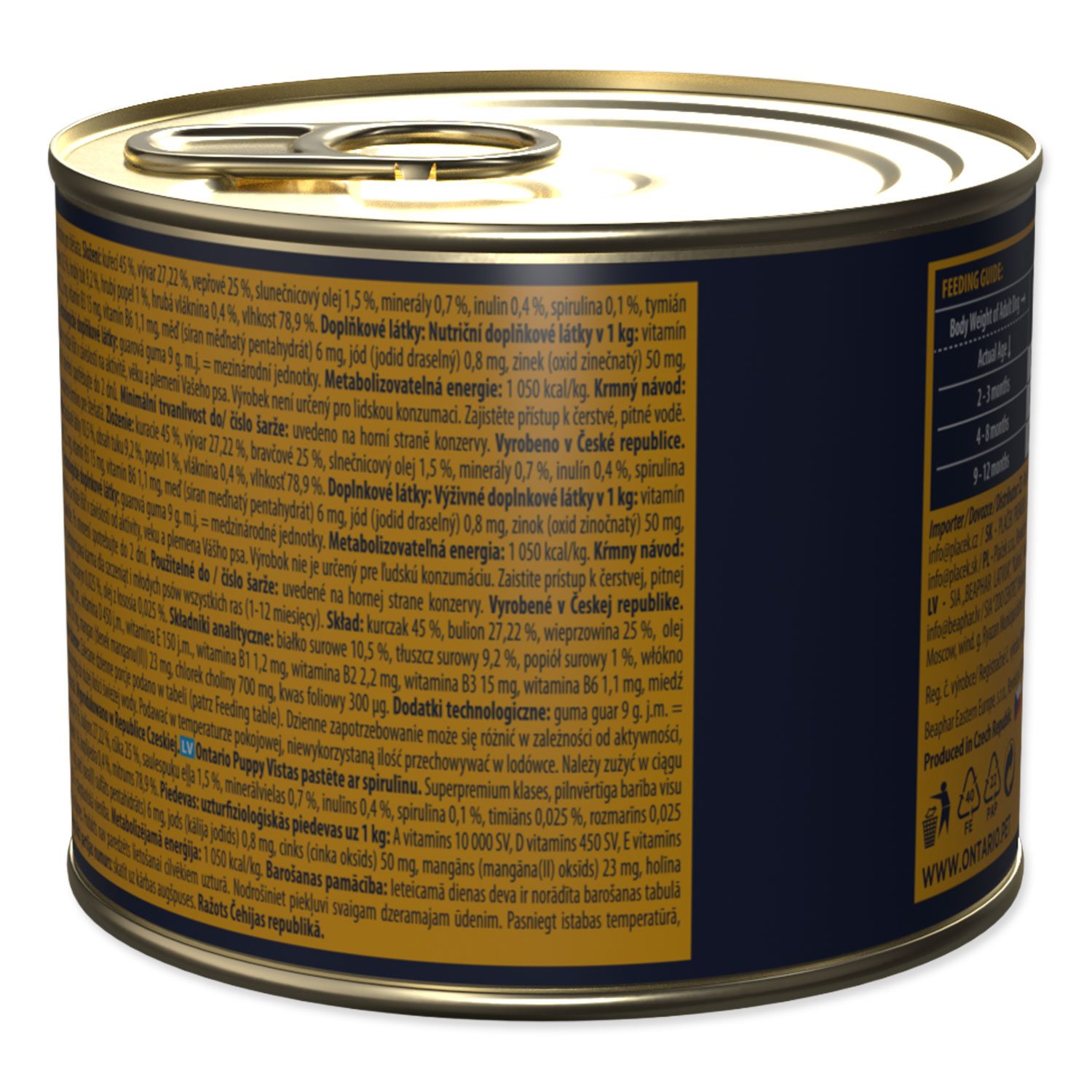 Konzerva Ontario Puppy kuřecí pate s příchutí spiruliny 200g-KS