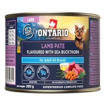 Konzerva Ontario Adult jehněčí pate s příchutí rakytníku 200g-KS