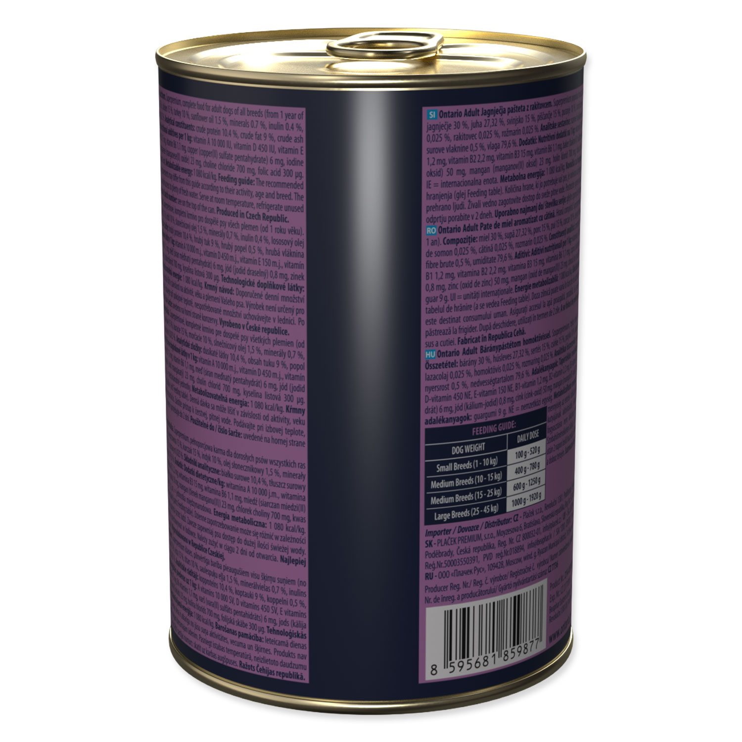 Konzerva Ontario Adult jehněčí pate s příchutí rakytníku 400g