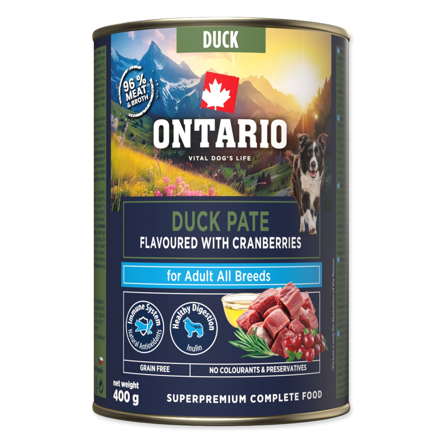 Konzerva Ontario Adult kachní pate s příchutí brusinek 400g-KS