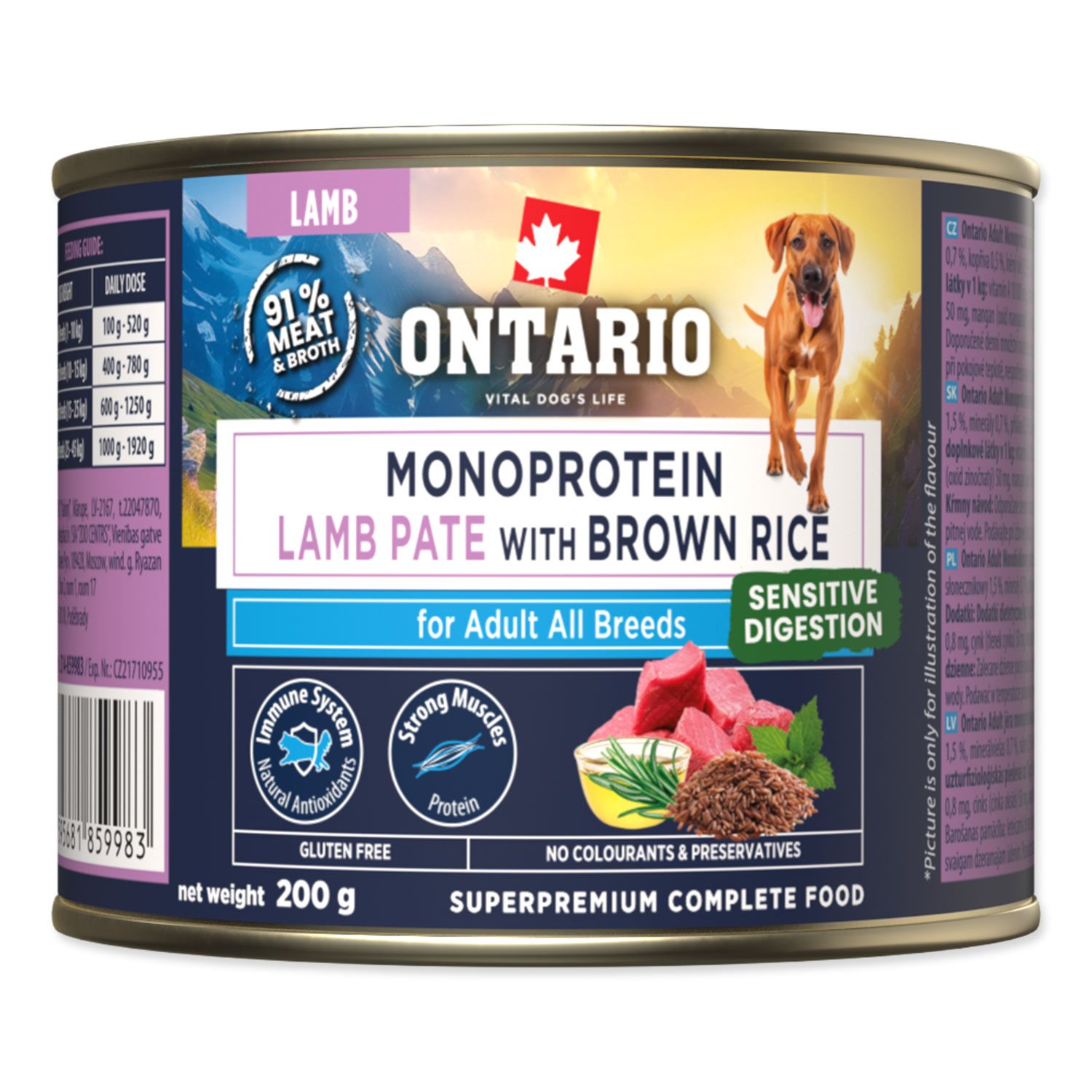 Konzerva Ontario Adult monoprotein jehněčí pate s hnědou rýží 200g-KS
