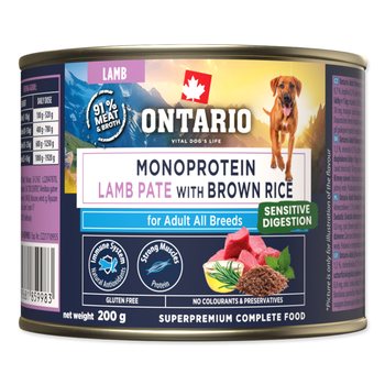 Konzerva Ontario Adult monoprotein jehněčí pate s hnědou rýží 200g-KS
