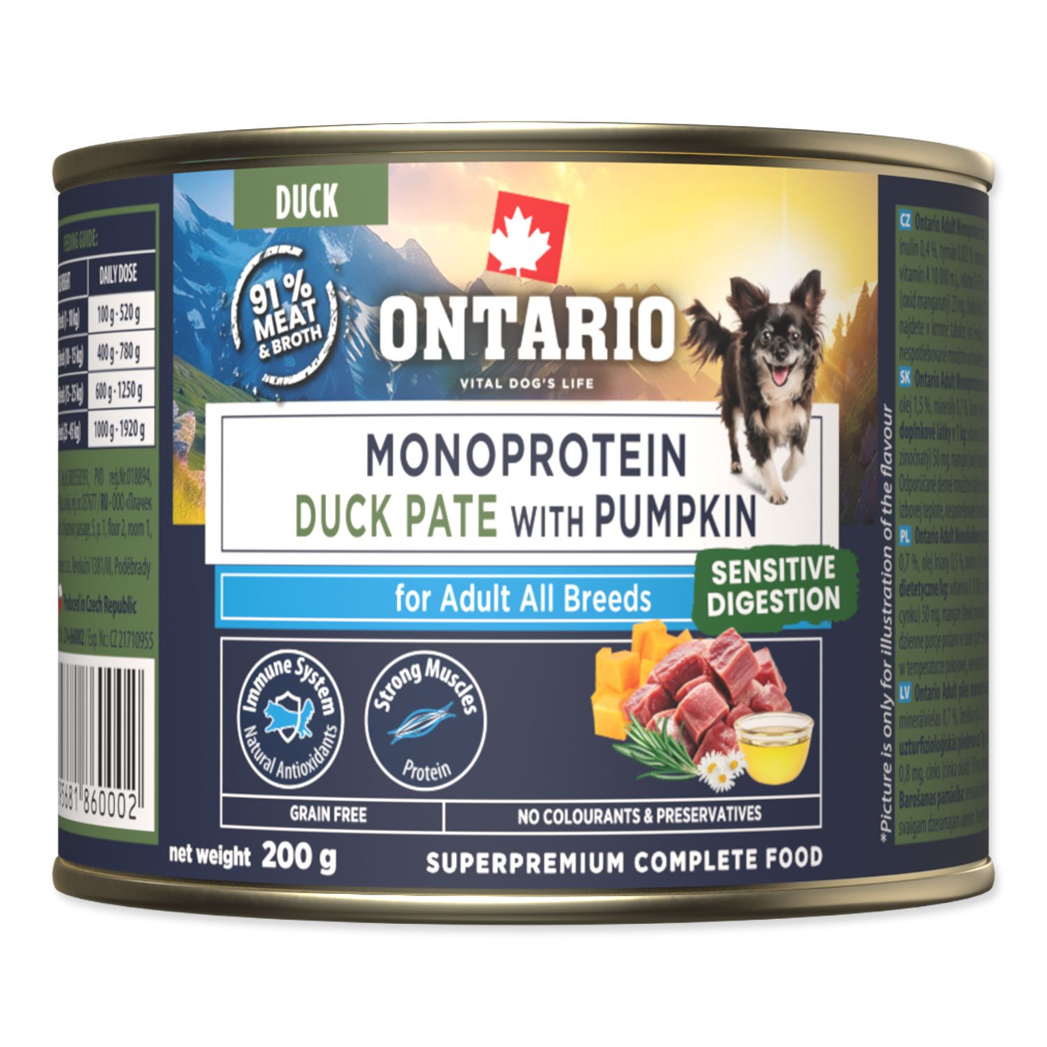 Konzerva Ontario Adult monoprotein kachní pate s dýní 200g-KS
