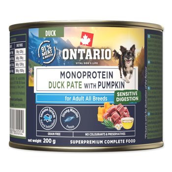 Konzerva Ontario Adult monoprotein kachní pate s dýní 200g-KS