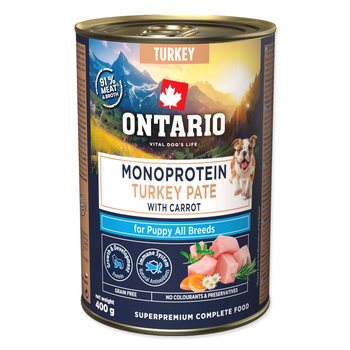 Konzerva Ontario Puppy monoprotein krůtí pate s mrkví 400g-KS