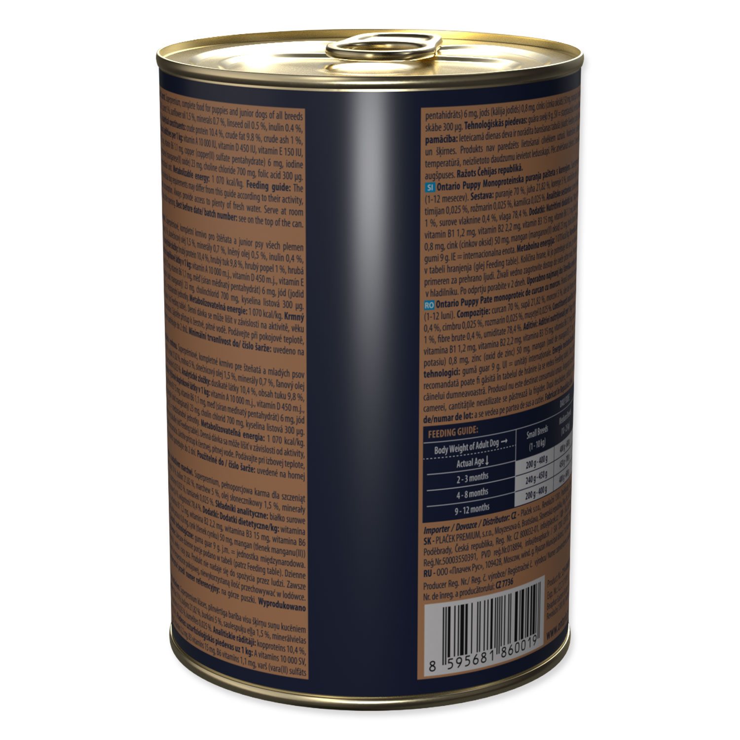 Konzerva Ontario Puppy monoprotein krůtí pate s mrkví 400g-KS