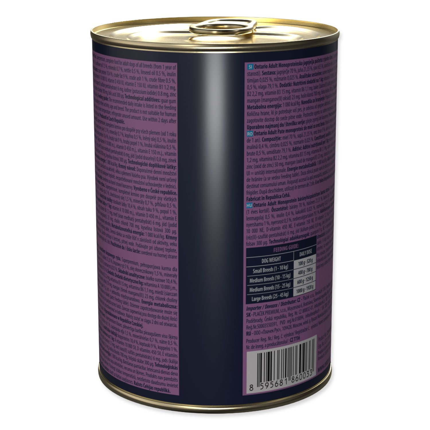 Konzerva Ontario Adult monoprotein jehněčí pate s hnědou rýží 400g-KS