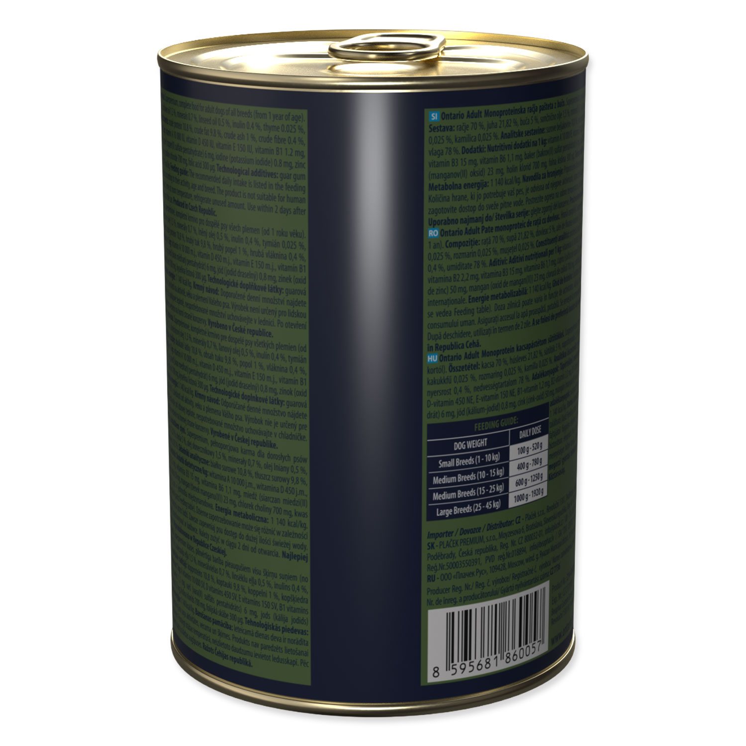 Konzerva Ontario Adult monoprotein kachní pate s dýní 400g-KS