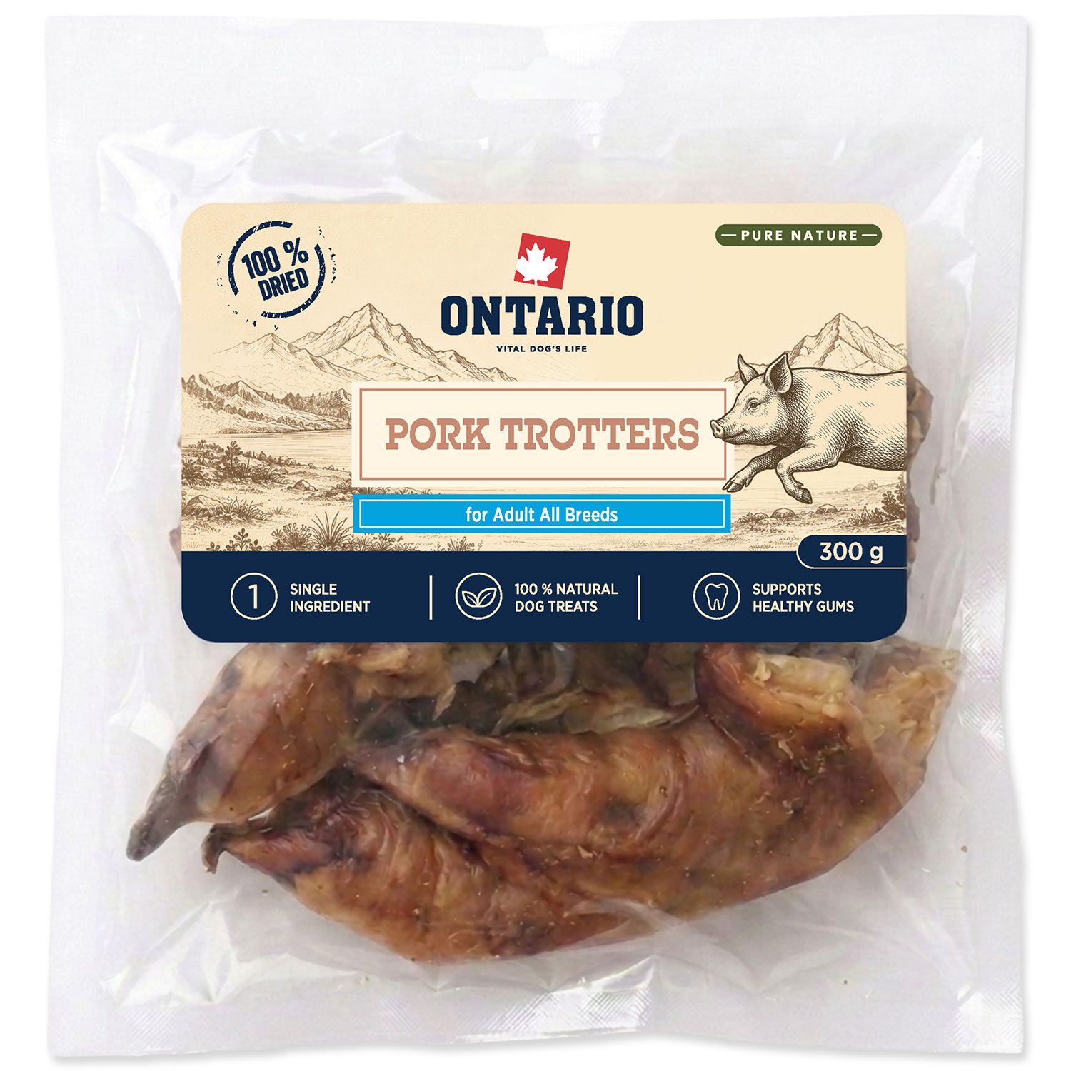 Pochoutka Ontario Pure Nature vepřové pacičky sušené 300g-KS