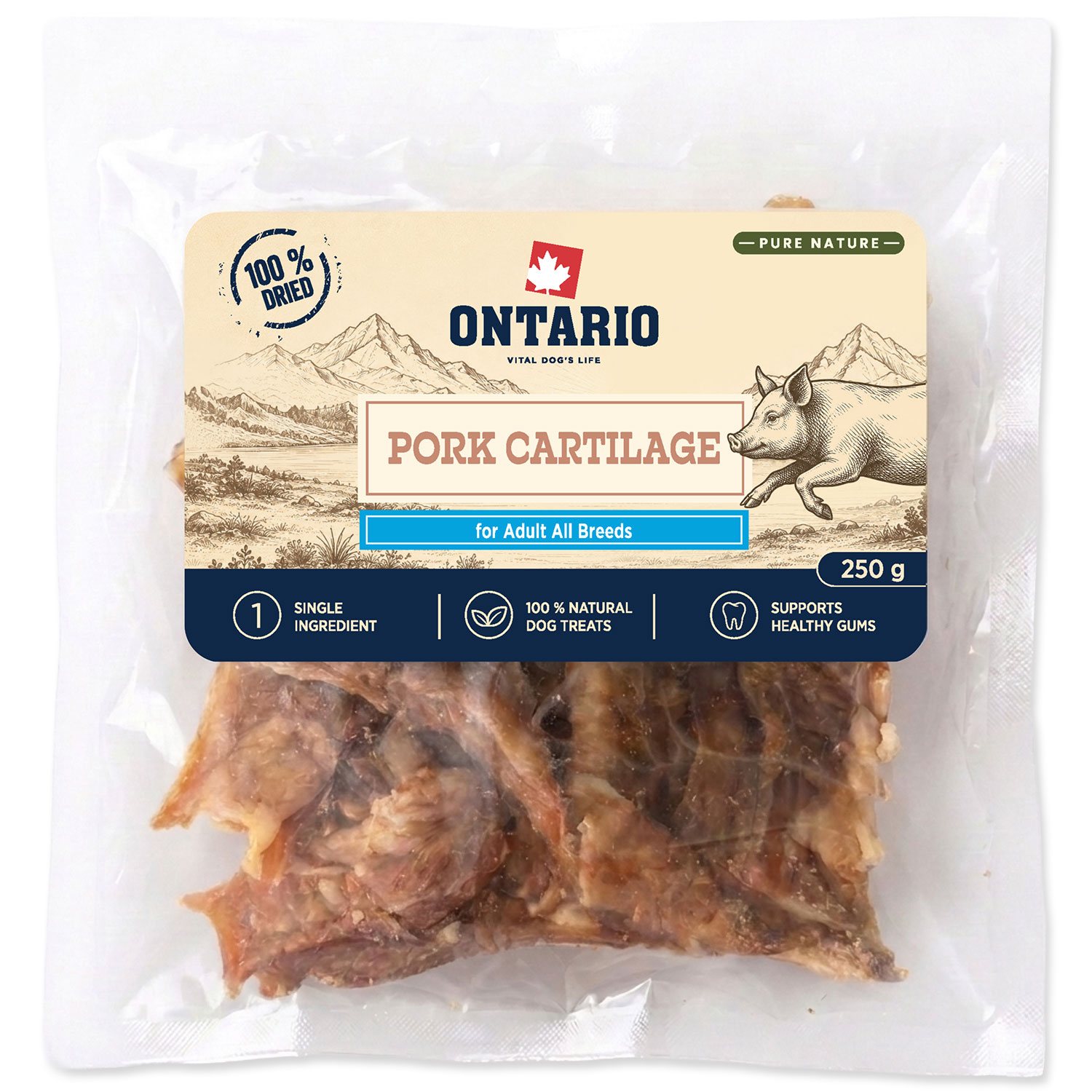 Pochoutka Ontario Pure Nature vepřové chrupavky sušené 250g-KS