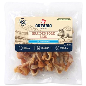 Pochoutka Ontario Pure Nature vepřová kůže pletená sušená 250g-KS