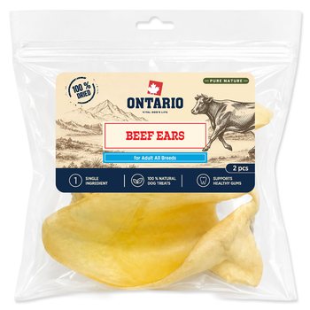 Pochoutka Ontario Pure Nature hovězí uši sušené 2ks-KS