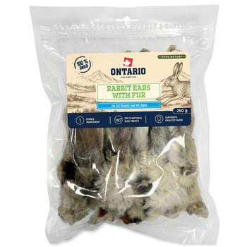 Pochoutka Ontario Pure Nature králičí uši se srstí 250g-KS