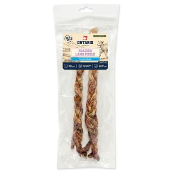 Pochoutka Ontario Pure Nature jehněčí penis pletený sušený 2ks 15cm-KS