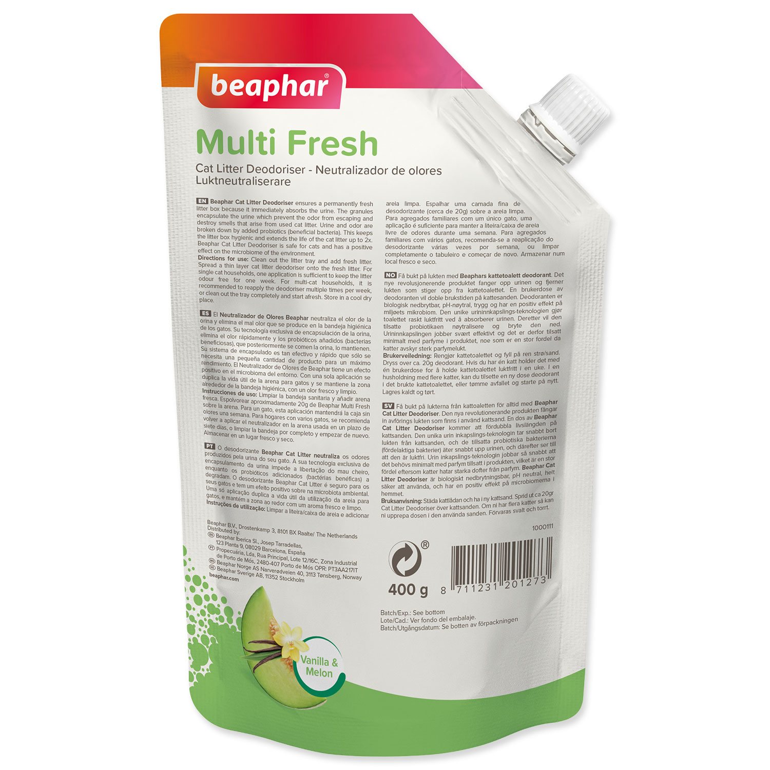 Odstraňovač zápachu Beaphar Multi Fresch Vanilla&Melon 400g-KS