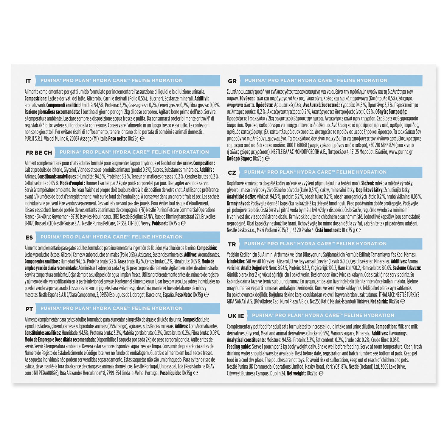 Kapsička PURINA PRO PLAN Hydra Care Feline doplněk hydratační kuře 10x75g -KS