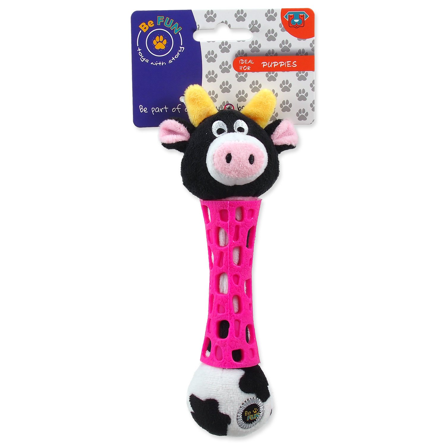Hračka BeFun kráva plyšová s TPR gumou pro štěně 17cm-KS
