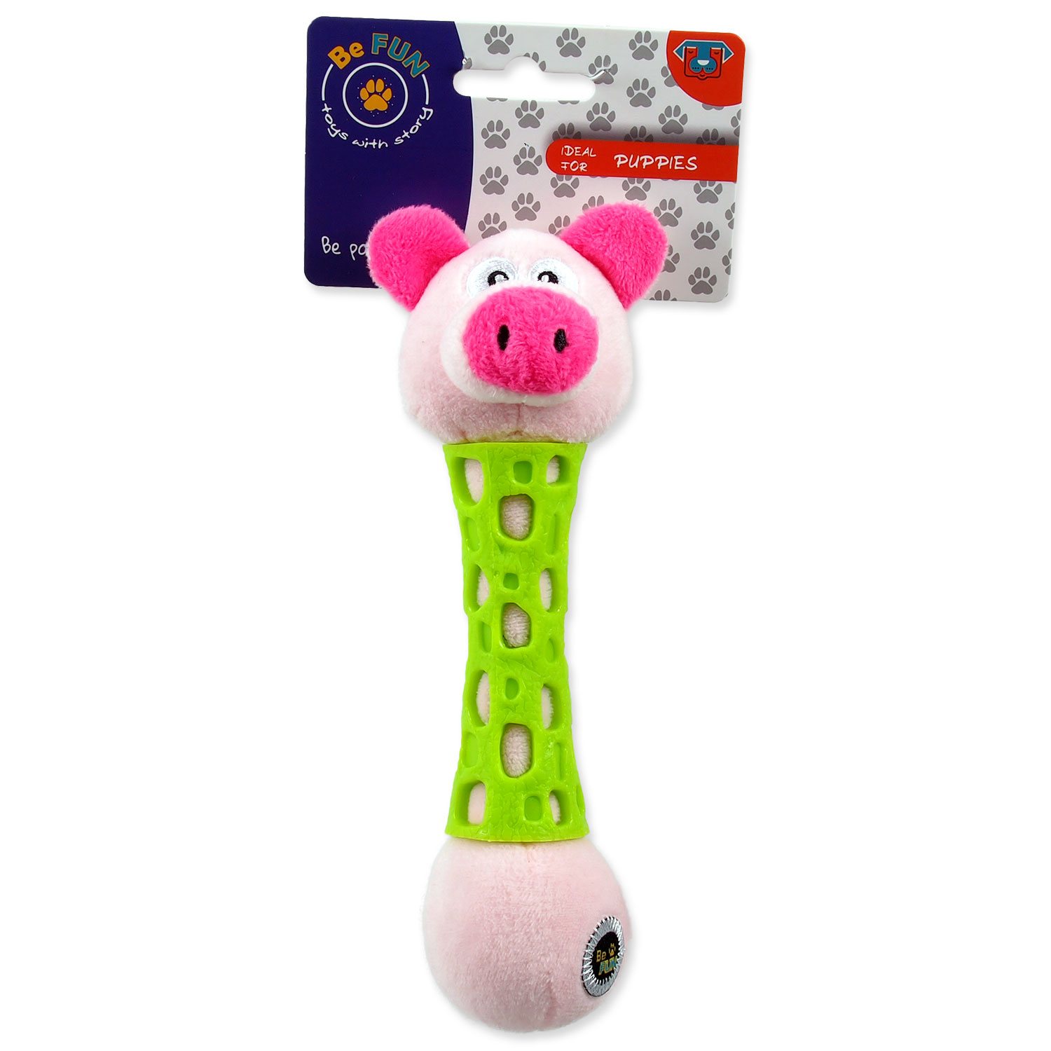 Hračka BeFun prase plyšové s TPR gumou pro štěně 17cm-KS