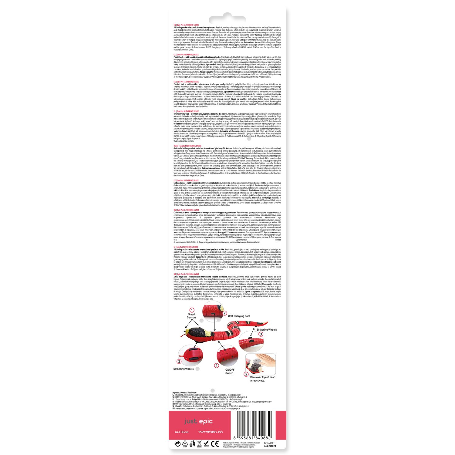 Hračka Epic Pet Slithering snake had interaktivní pohyblivý 38cm-KS