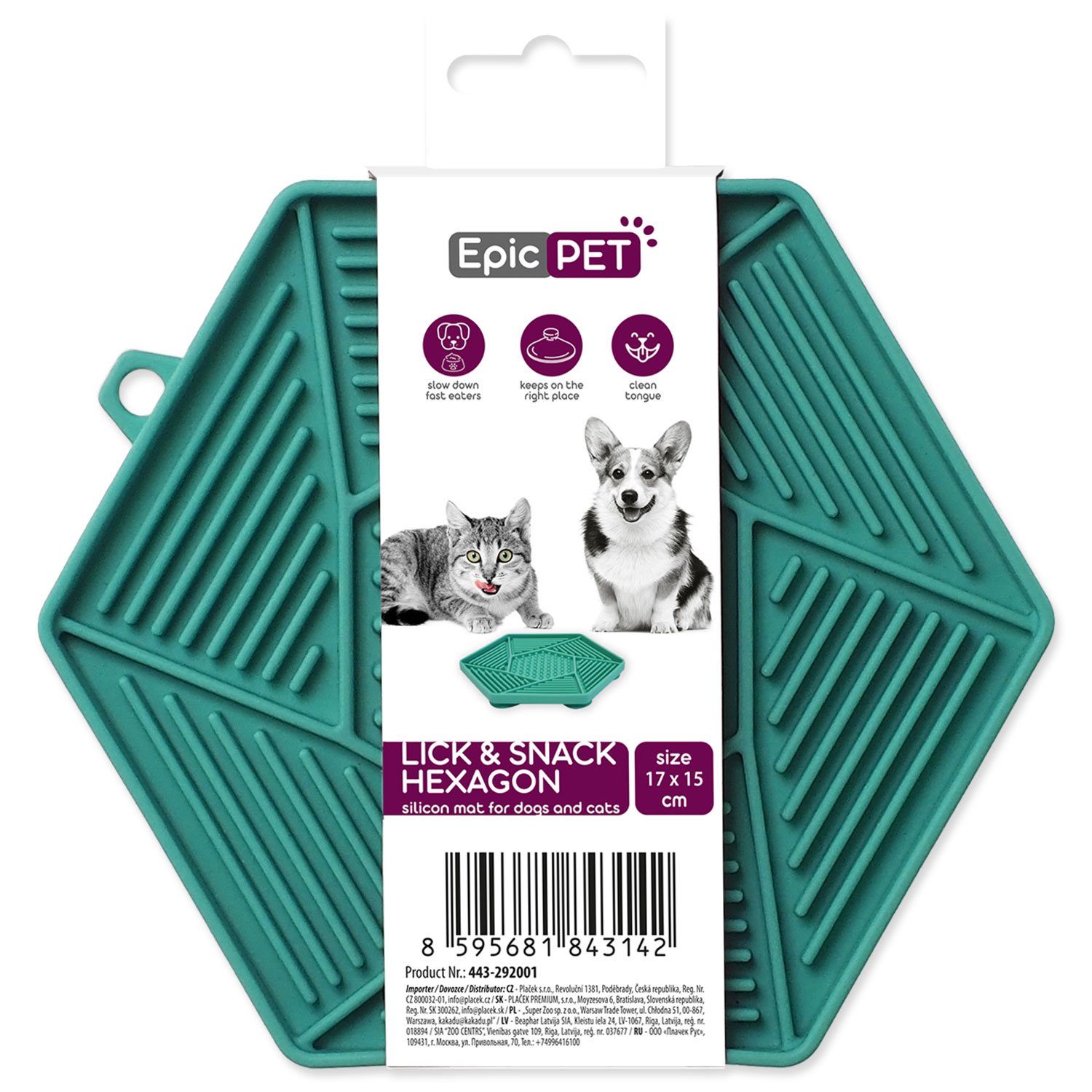 Podložka lízací Epic Pet Lick&Snack hexagon světle zelený 17x15cm-KS