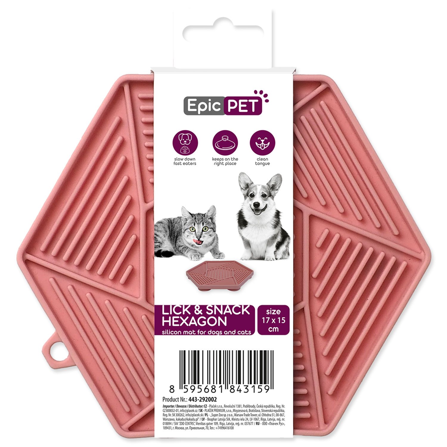 Podložka lízací Epic Pet Lick&Snack hexagon světle růžový 17x15cm-KS