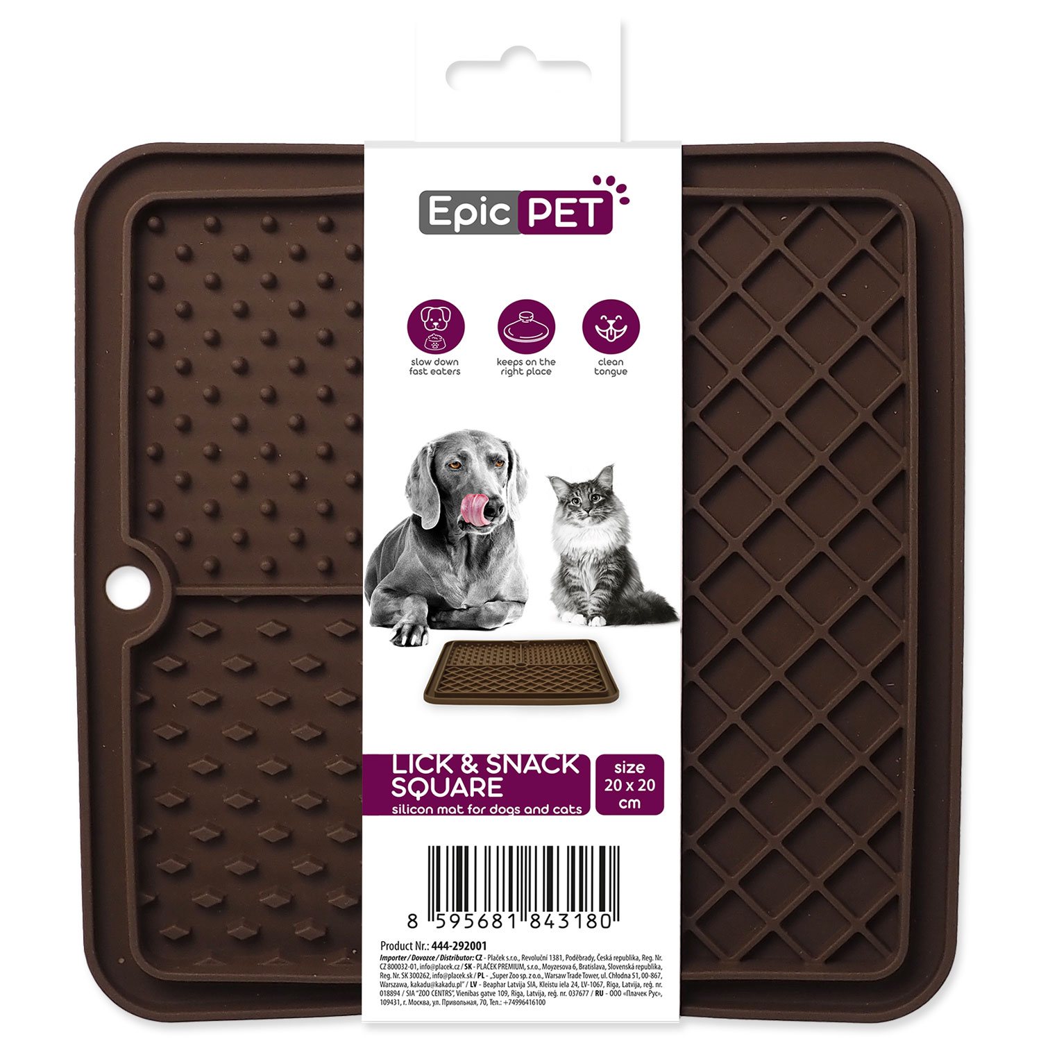Podložka lízací Epic Pet Lick&Snack čtverec hnědý 20x20cm-KS