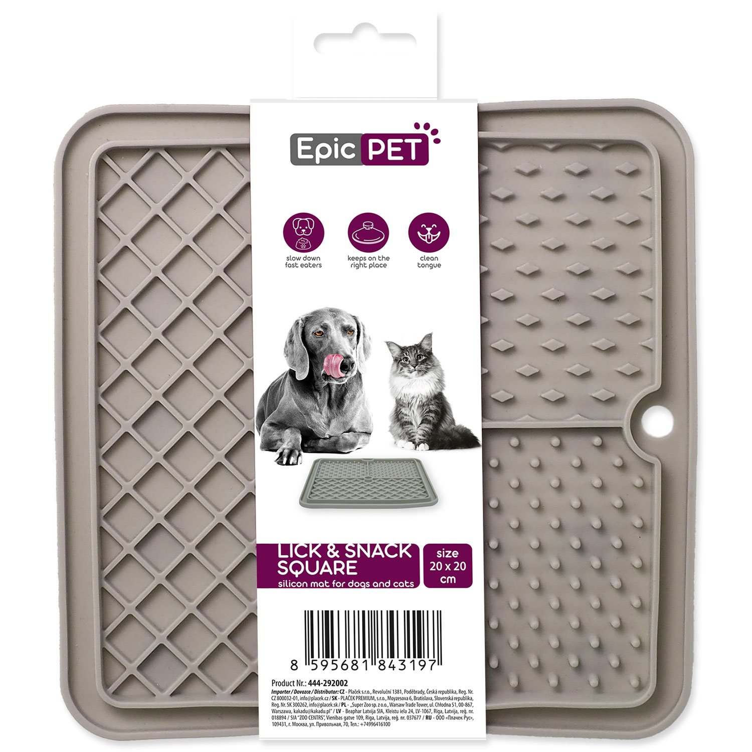 Podložka lízací Epic Pet Lick&Snack čtverec světle šedý 20x20cm-KS