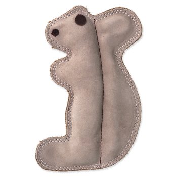 Hračka Dog Fantasy Dura-fused veverka pískací, kůže a juta 20cm-KS