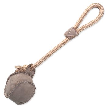 Hračka Dog Fantasy Dura-fused míček pískací s lanem, kůže a juta 32cm-KS