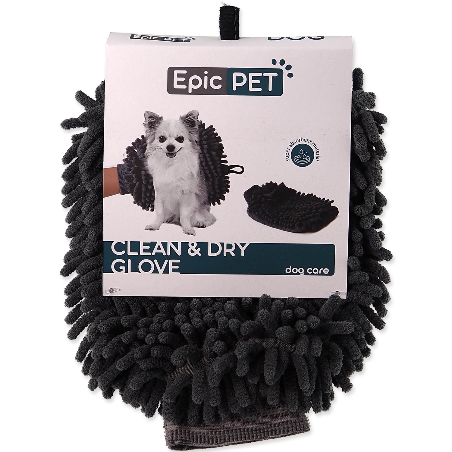 Osuška rukavice Epic Pet Clean and dry glove šedá 24x17,5cm-KS
