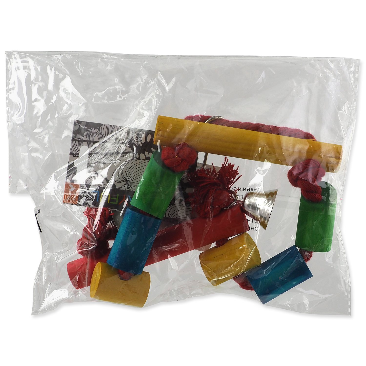 Hračka Bird Jewel houpačka dřevěná s lanem barevná 25cm-KS