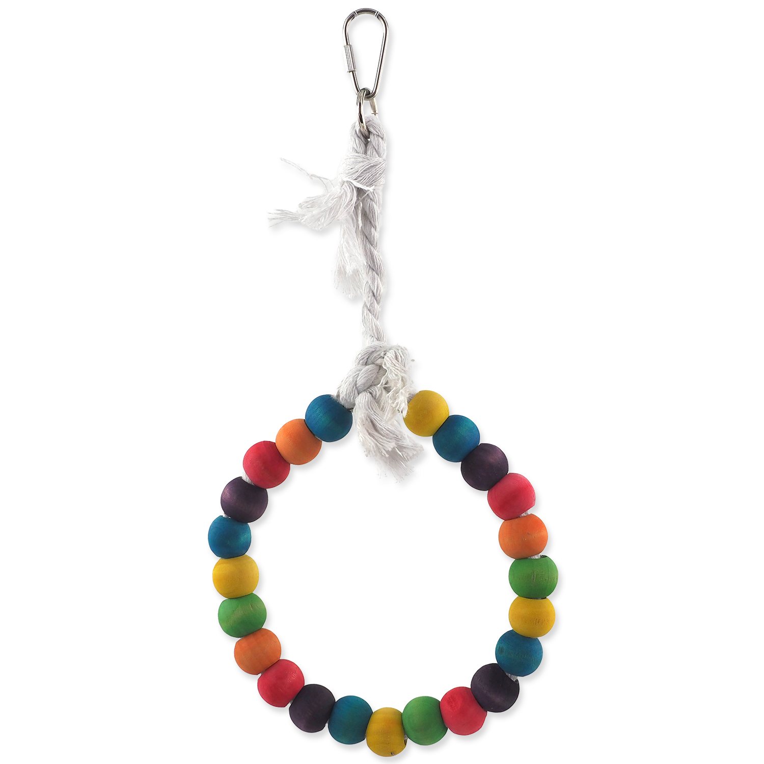 Hračka Bird Jewel houpačka dřevěná s lanem barevná, kruh 15cm-KS