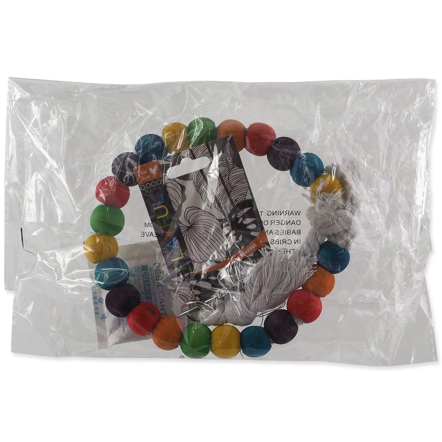 Hračka Bird Jewel houpačka dřevěná s lanem barevná, kruh 15cm-KS