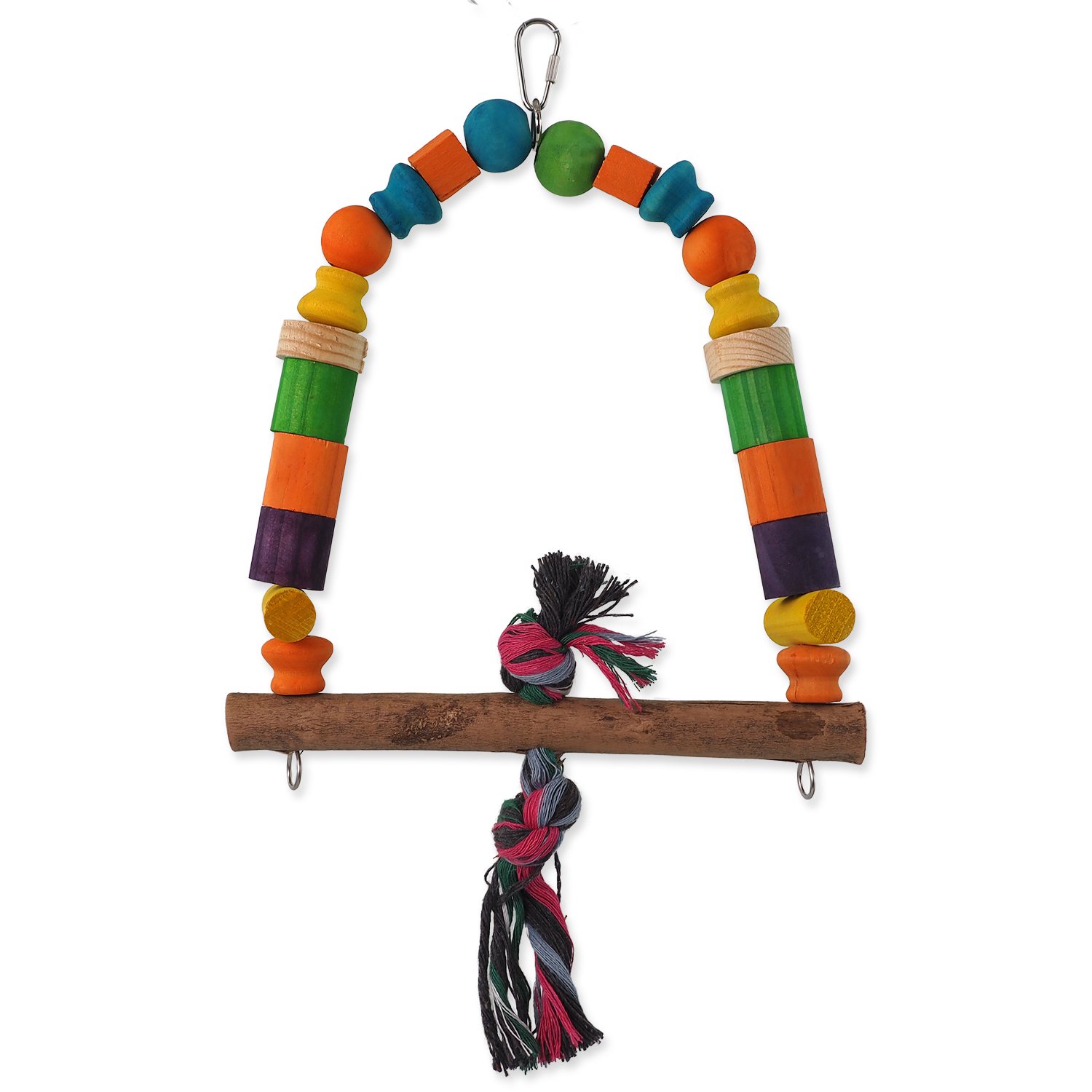 Hračka Bird Jewel houpačka dřevená s uzlem barevná 32cm-KS