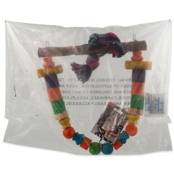 Hračka Bird Jewel houpačka dřevená s uzlem barevná 32cm-KS