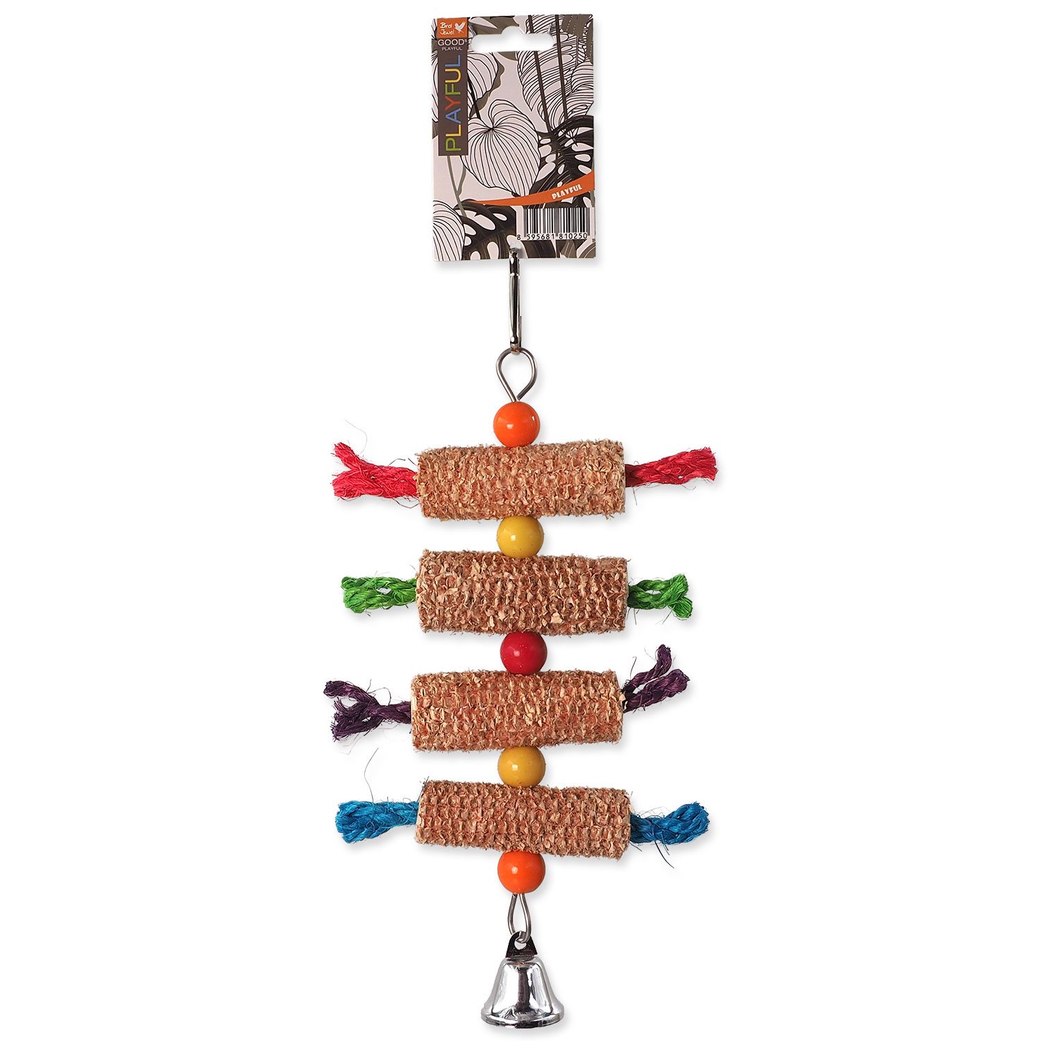 Hračka Bird Jewel závěsná klasy se zvonečkem barevné 27x16cm-KS