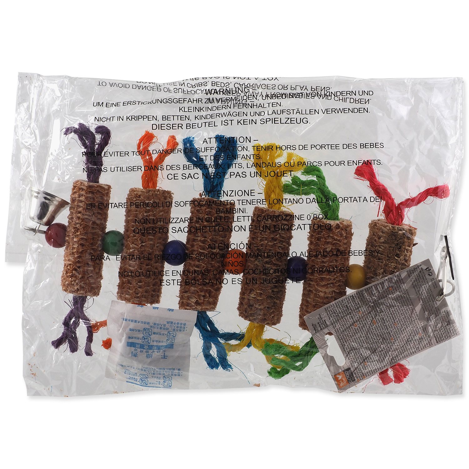 Hračka Bird Jewel závěsná klasy se zvonečkem barevné 27x16cm-KS