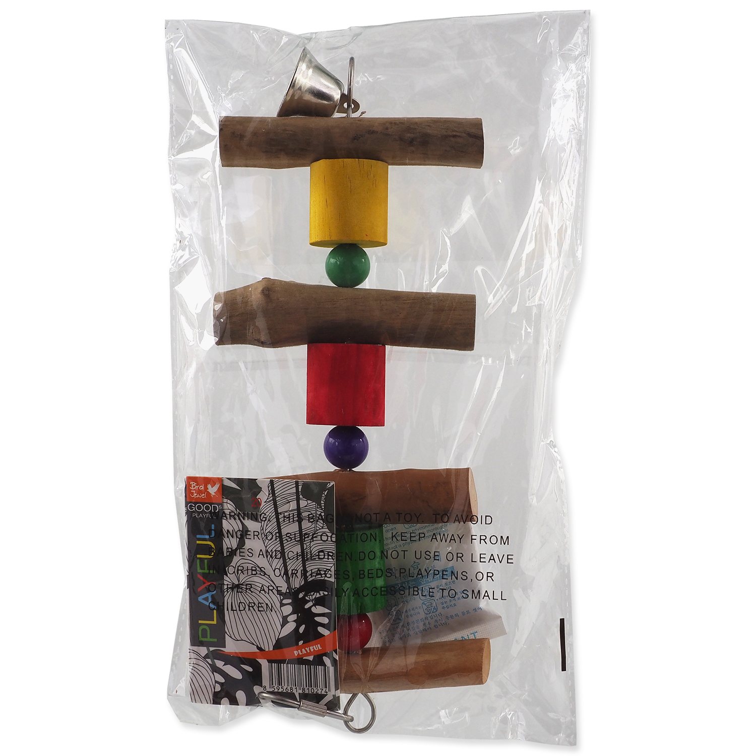 Hračka Bird Jewel závěsná dřevěná se zvonkem 30cm-KS