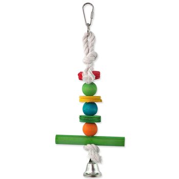 Hračka Bird Jewel závěsná dřevěná hrazda se zvonkem 30cm-KS