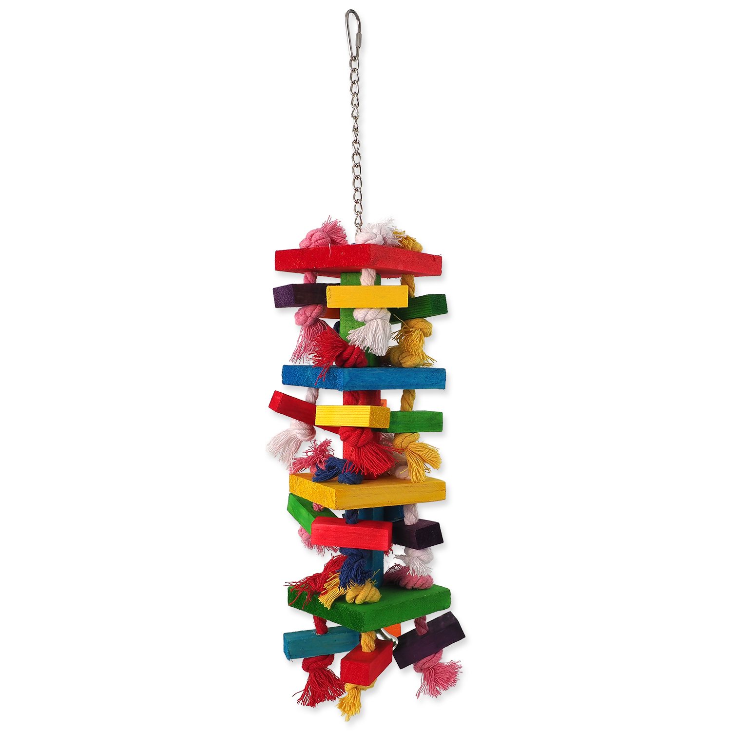 Hračka Bird Jewel závěsná s provazy a dřívky barevná 54cm-KS