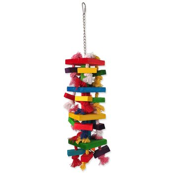 Hračka Bird Jewel závěsná s provazy a dřívky barevná 54cm-KS