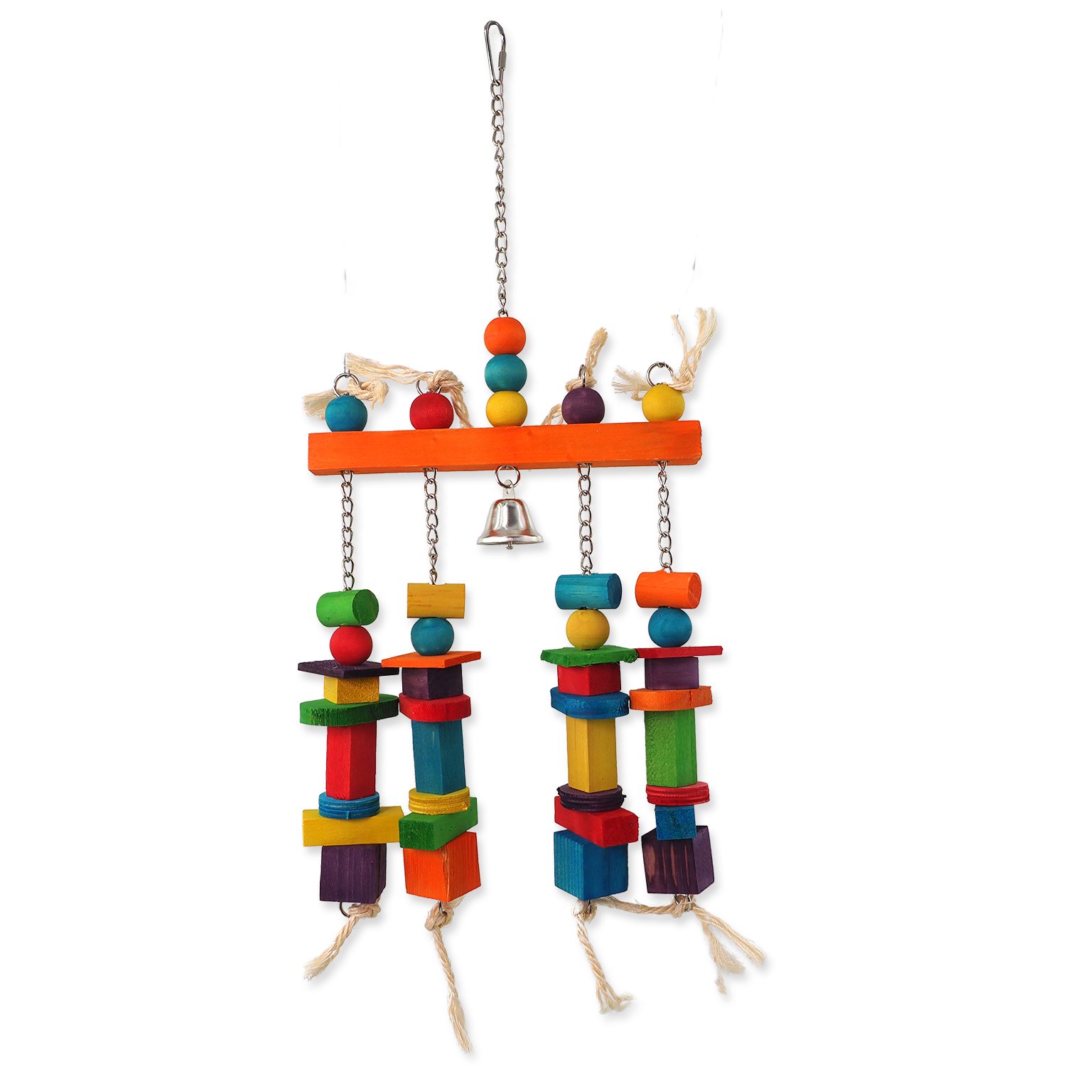 Hračka Bird Jewel závěsná s barevnými dřívky a zvonečkem 55x20cm-KS